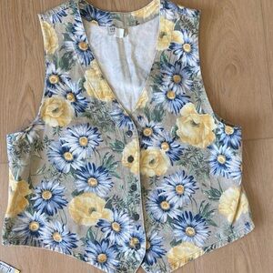 Stampede vintage 80s or 90s floral denim vest